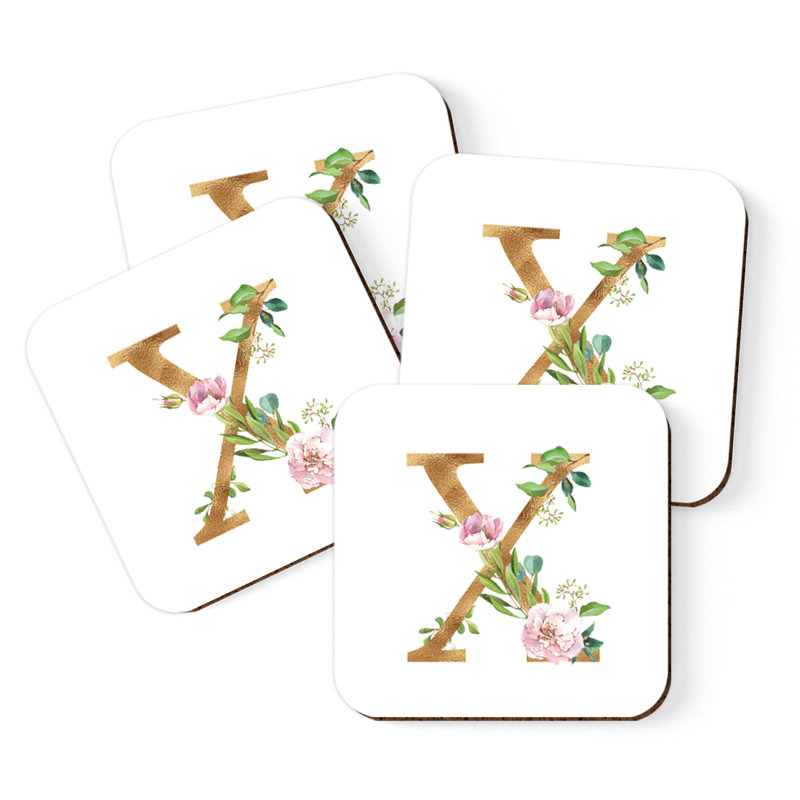 Sous-verre de lettre initiale à monogramme Lush Bloom, X