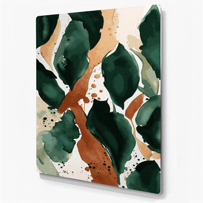 Abstrait aquarelle 100, art mural vert en métal