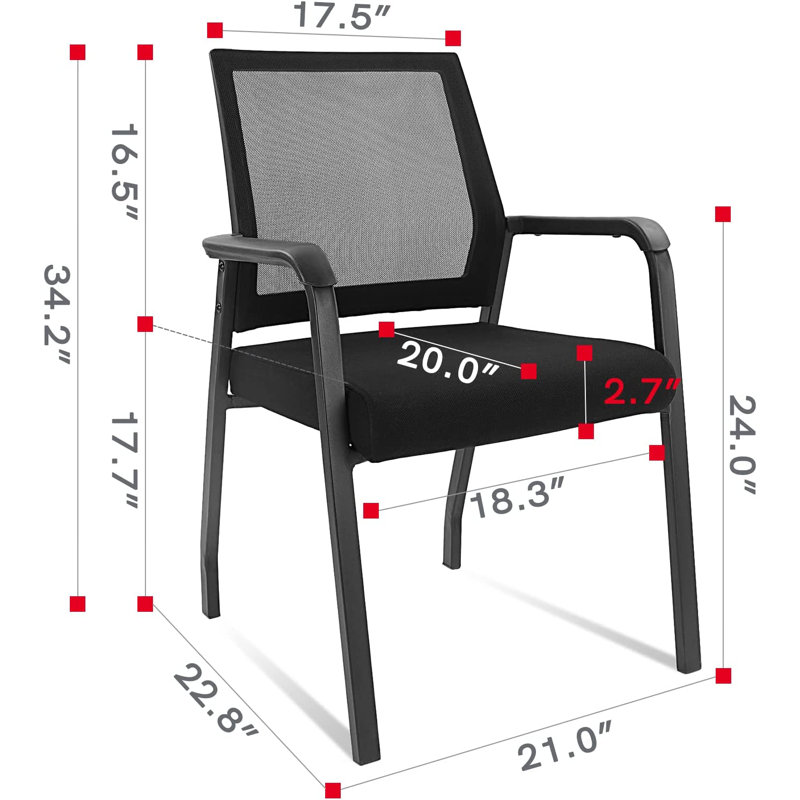 Black Mesh Stacking Office Chair with Metal Frame