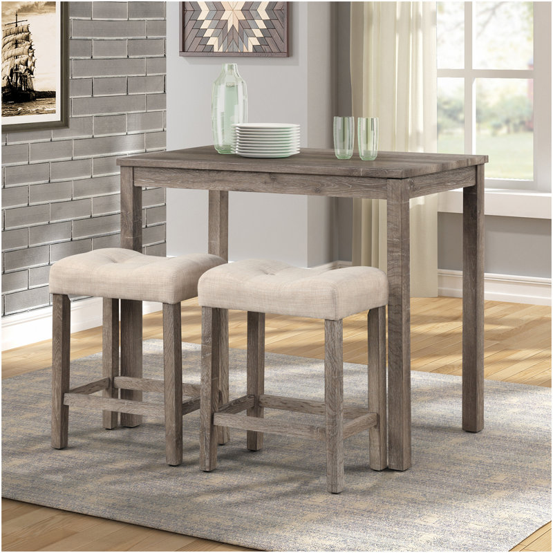 Ensemble de 2 tabourets Sora touffetés à hauteur de comptoir, taupe, Taupe, Brun