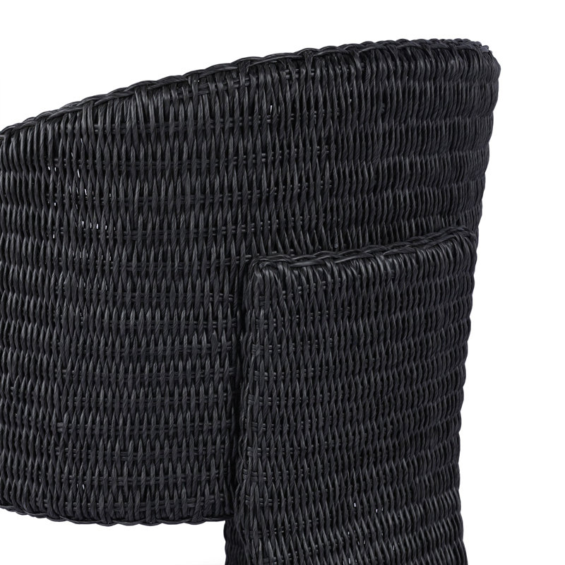 Fae Outdoor Dining Armchair, Vintage Coal Wicker/White Performance Olefin