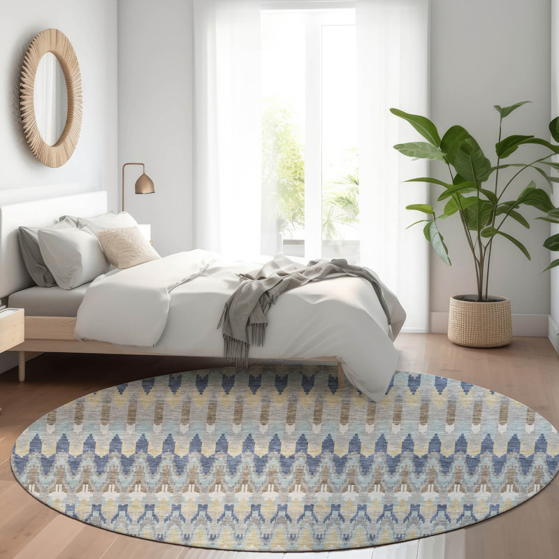 Premium Machine Washable Prisco Taupe Rug, Round 8'