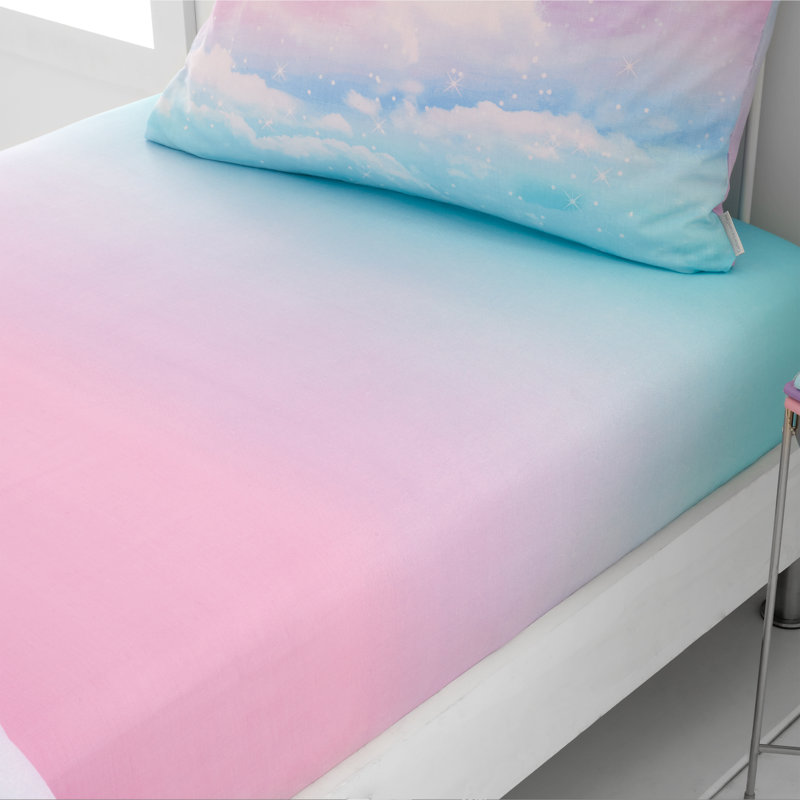 Ombre Rainbow Clouds Fitted Sheet, Double (4'6)