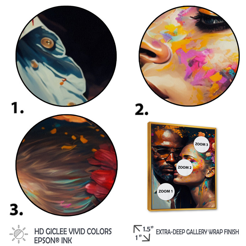 - Art mural traditionnel sur toile, H 20 po x l 12 po x P 1 po, Cadre flottant doré
