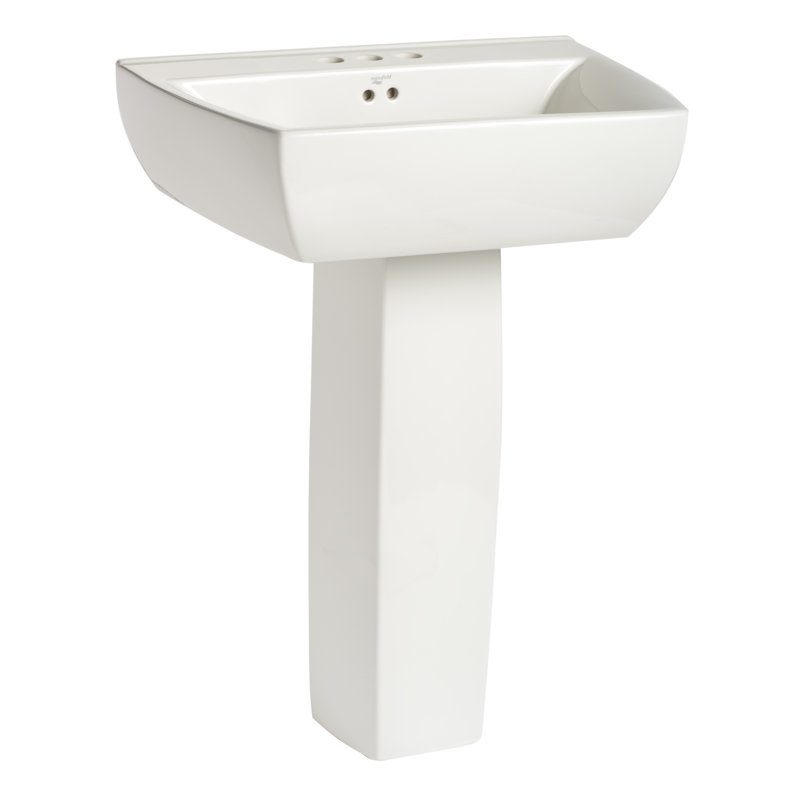 Lavabo de salle de bain avec trop-plein en porcelaine 24" vitreuse Potenza, Entraxe de 8 po
