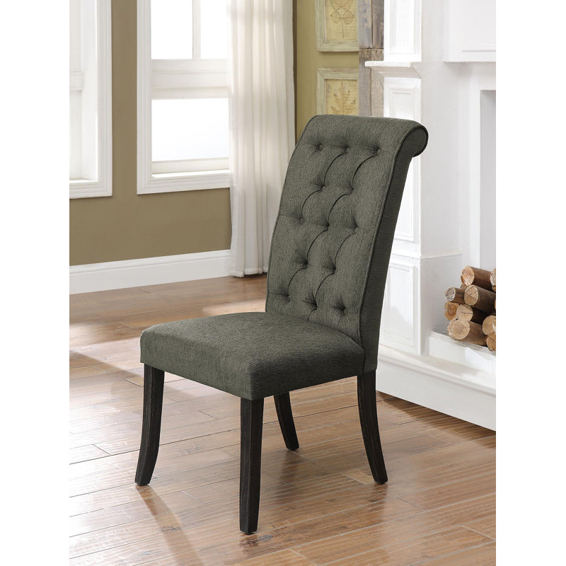 Chaise rembourrée Biyron, Gris, Noir, noir, noir, noir