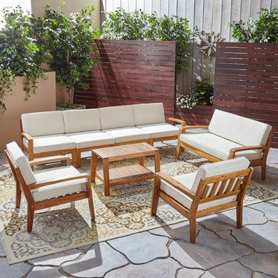 Streetman Outdoor 8 Piece Sectional Seating Group with Cushion