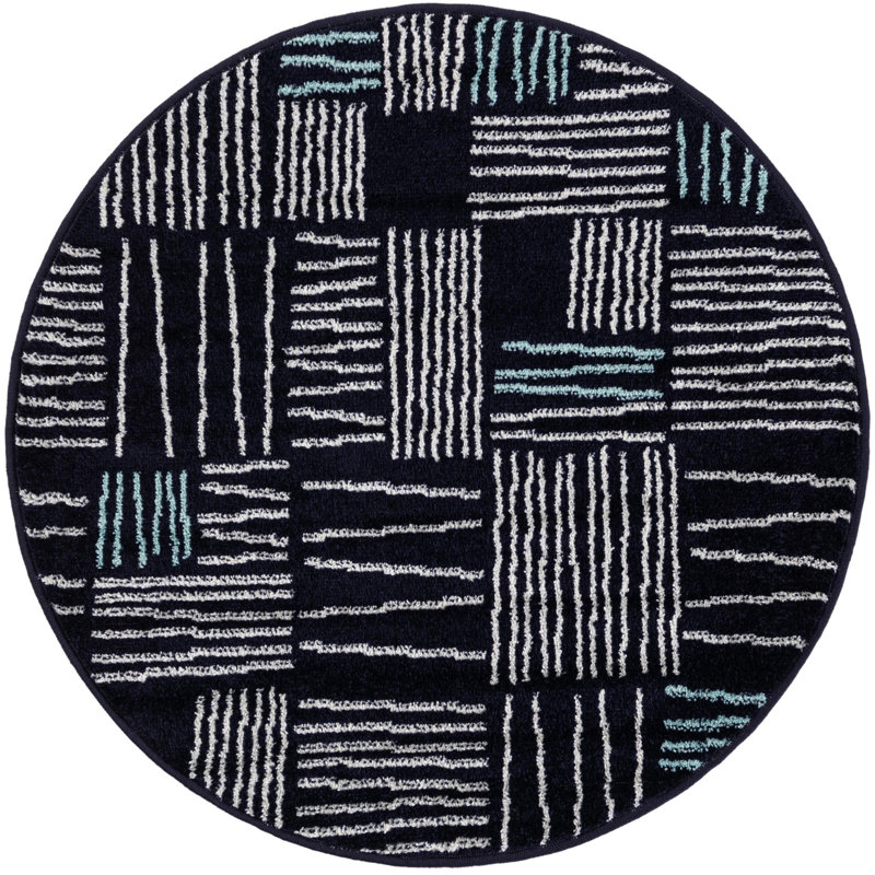 Anaka Synthetic Geometric Indoor Rug, Round 3'3"
