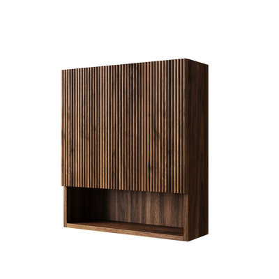Armoire rayée 26 po, noyer foncé, pour salle de bain, cuisine et buanderie avec portes, tablette ouverte