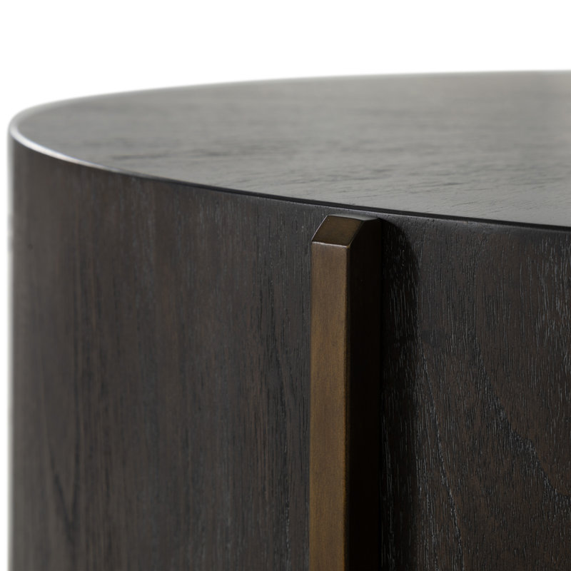 Clifton Drum Coffee Table, Black Top/Brown Base