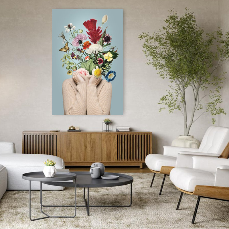 Art floral avec tête florale, H 48 po x l 32 po