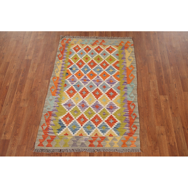 Tapis géométrique en laine Kilim