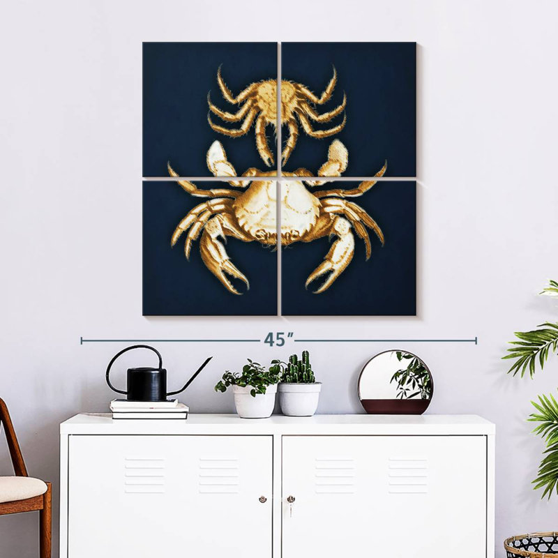Crabes bruns bleu marine, H 32 po x l 32 po