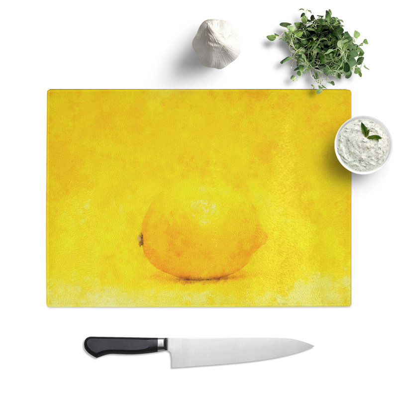 Lemon Painting Chopping Board, 0.4cm H x 20cm W x 28.5cm L