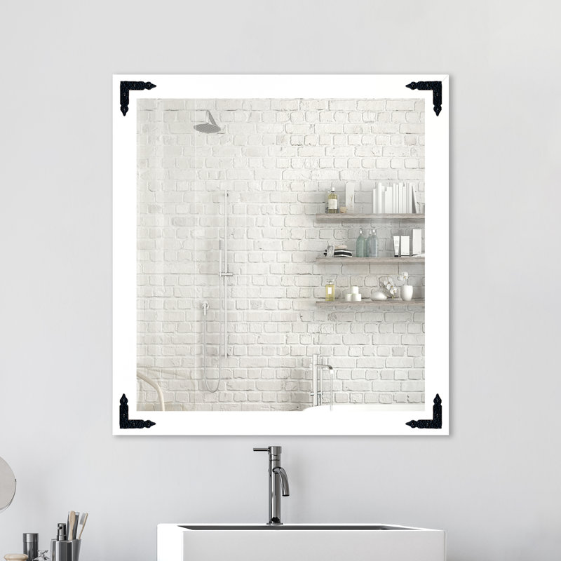 Heavner Flat Wall Mirror, 18" H x 18" W, White