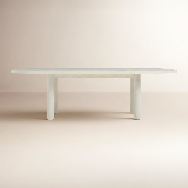Good Times Oval Solid Wood Dining Table, Whitewashed Ash, 45" W x 100" L