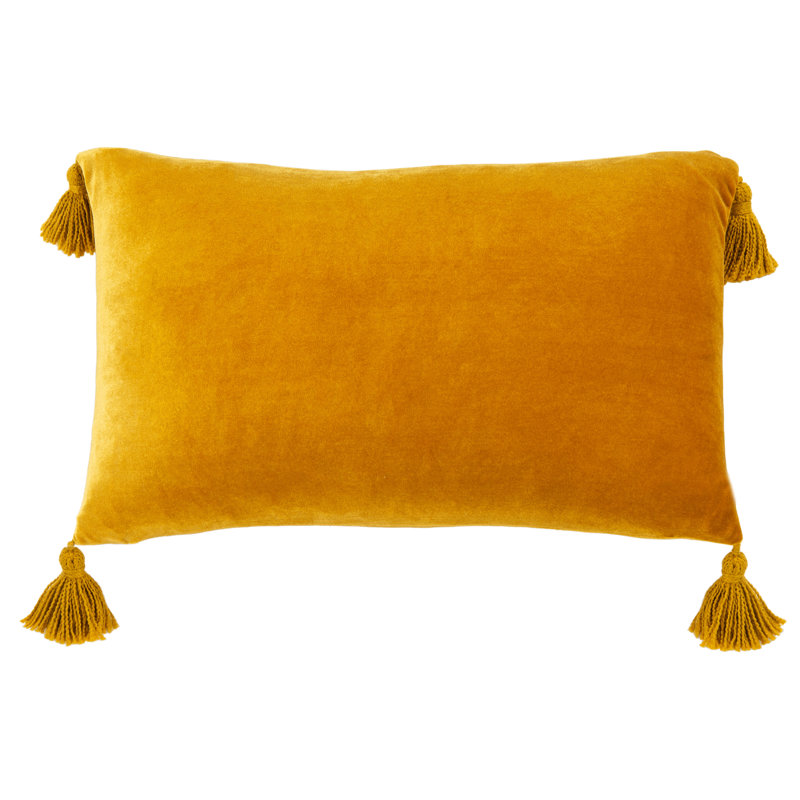 Mustard Yellow Rectangular Tassel Accent Pillow