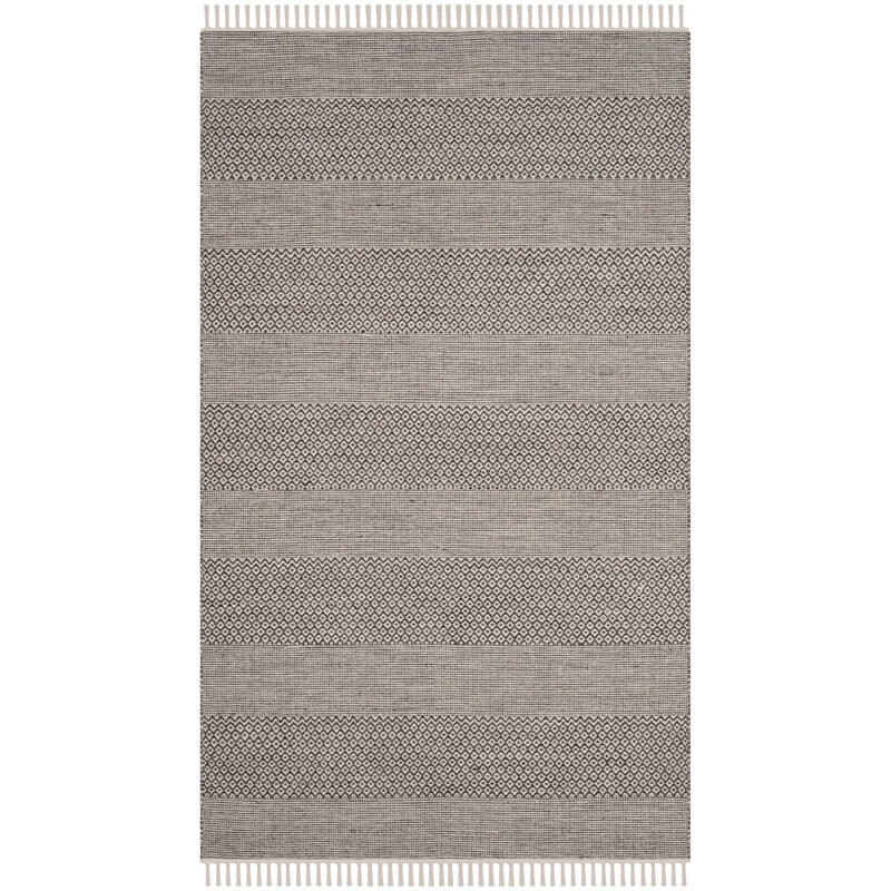 Bester Hand Woven Cotton Striped Rug, Rectangle 5' x 8'