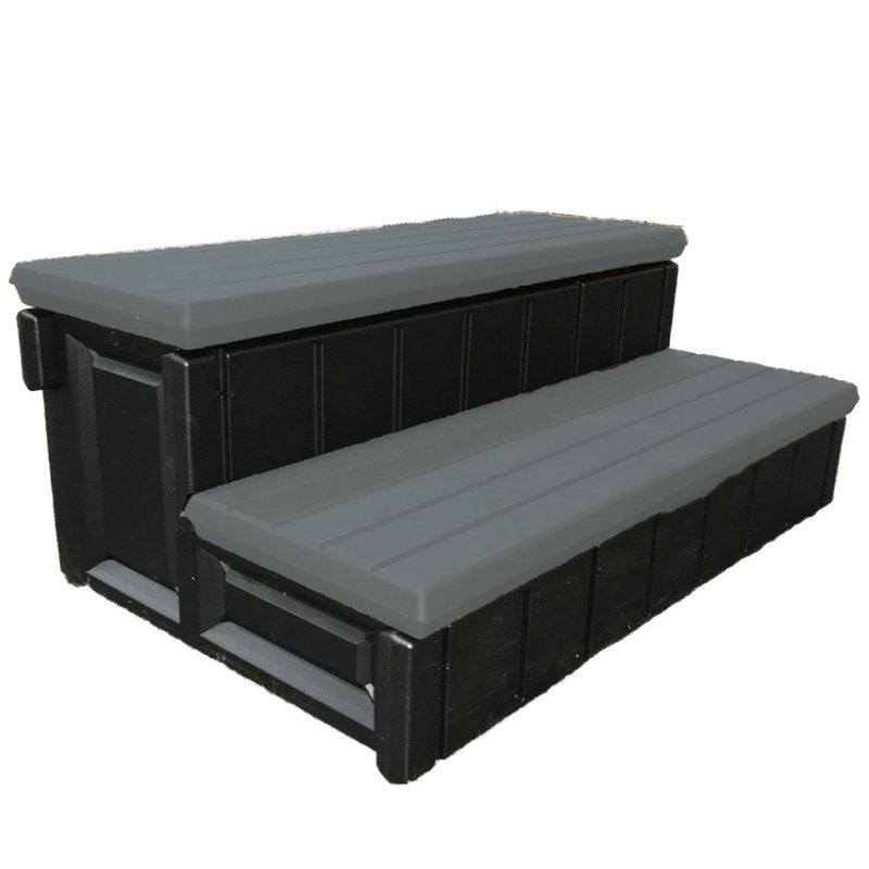 Gray and Black 36-Inch Weatherproof Polyethylene Spa Steps