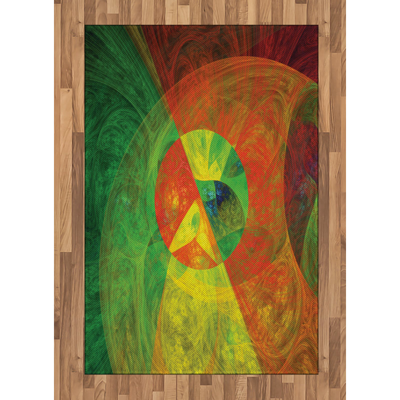 Psychedelic High Density Long Fiber Poly Threads Decorative Area Rug Carpet, Rectangle 4' x 5'8"