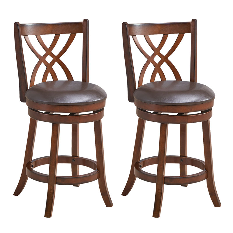 Red Barrel Studio Swivel Counter Height Dining Pub Chairs with Rubber Wood Legs, null, null