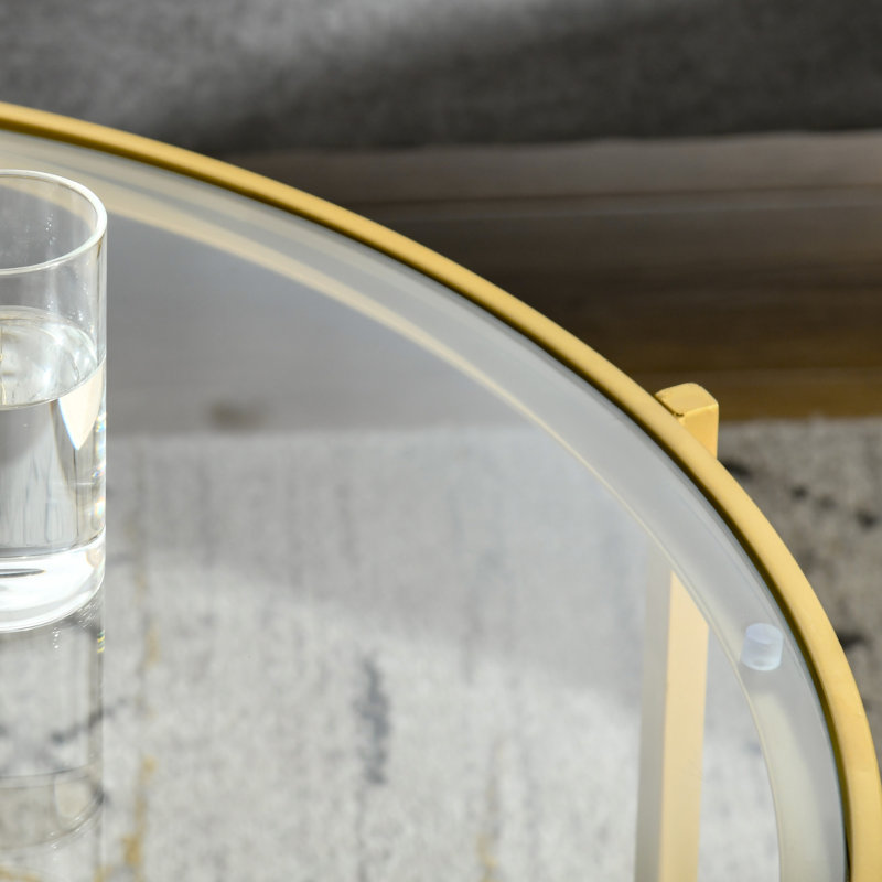 Aveza Glass Top Coffee Table, Gold