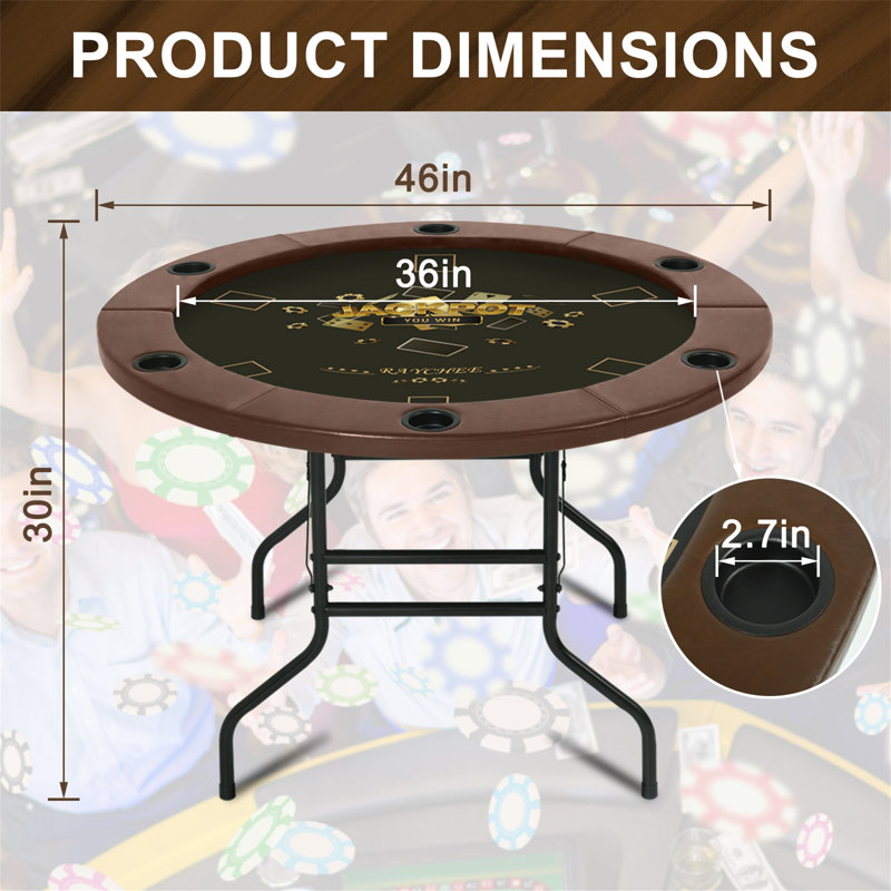 Kulamoon 46'' 6 - Player Foldable Poker Table, Brown
