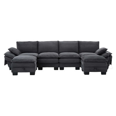 Modular Cloud Corduroy Sofa with Deep Seating Comfort