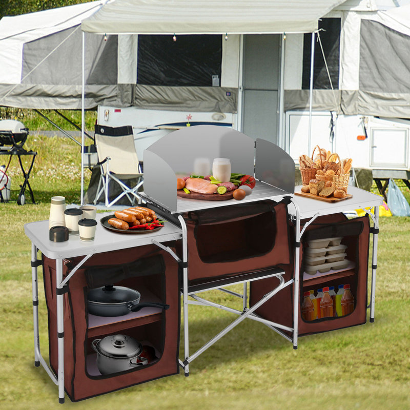 Tente de camping pliante, Brun