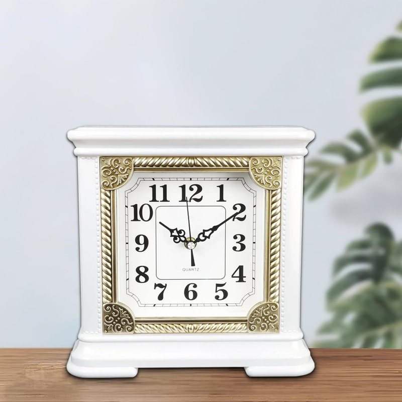 Petros Analog Electric Tabletop Clock, White