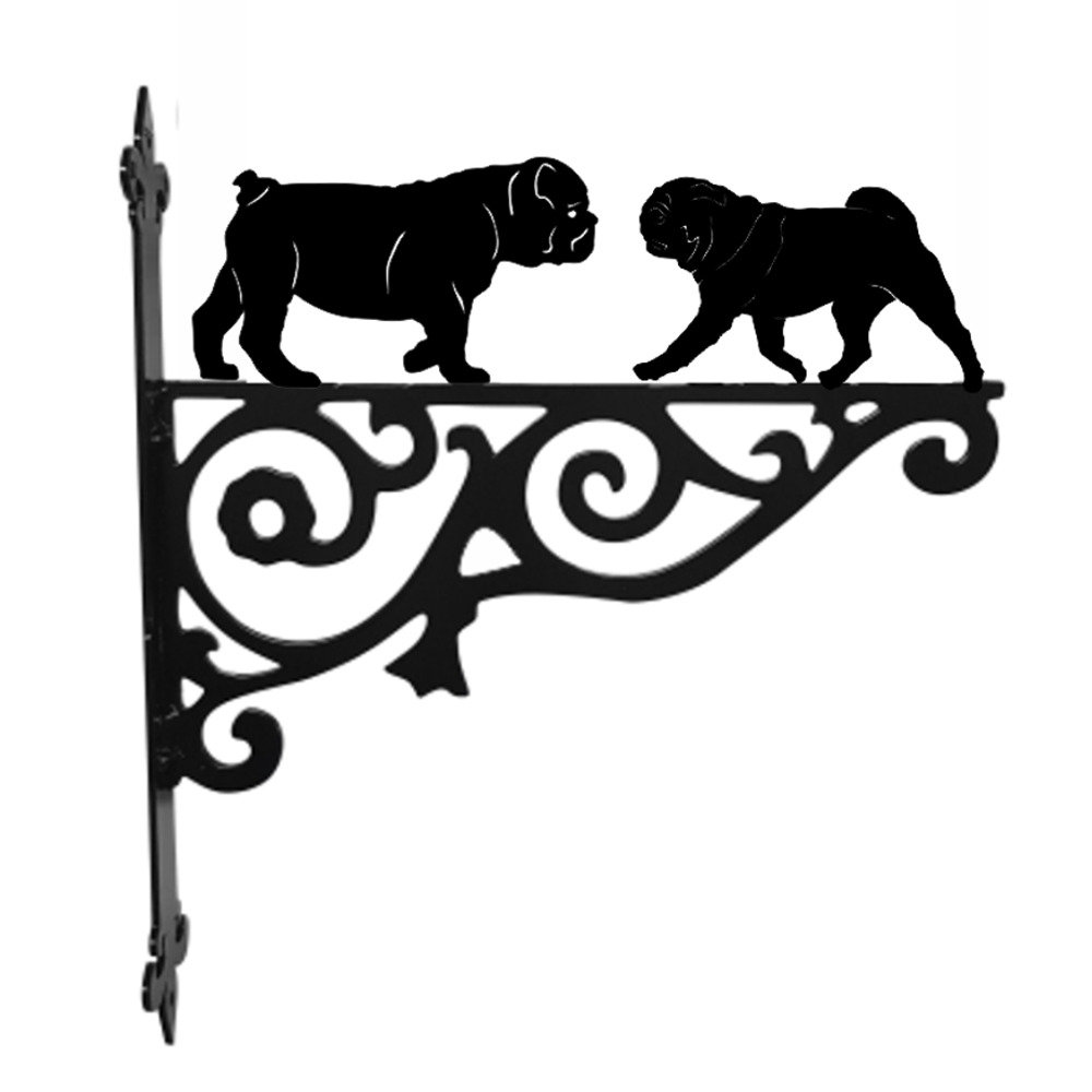 British Bulldog and Pug Ornamental  Hanging Bracket
