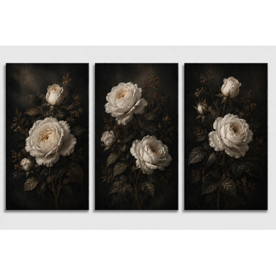 Grand ensemble de 3 reproductions d'art sur toile botanique rétro avec impression sur toile 16 x 24 pouces - prêt à accrocher