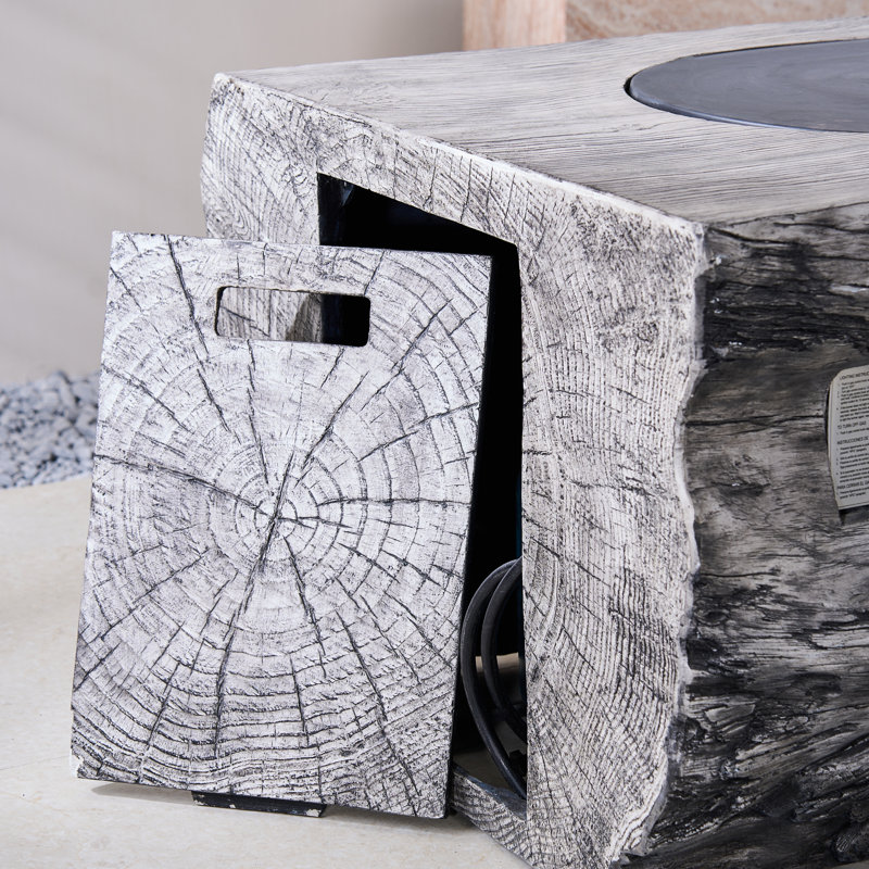 Dangelo Rectangle Stone Propane Smokeless Fire Pit Table with Hidden Fuel Tank, Gray