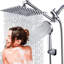 Pomme de douche chromée combinée avec pomme de douche à pluie haute pression de 10 pouces avec bras d'extension réglable de 11 po et 3 réglages à main