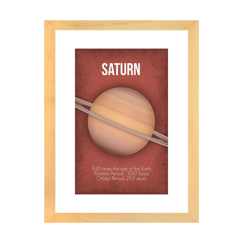 Décoration murale pour enfants Saturn, H 32 po x l 24 po x P 1 po, Papier encadré naturel
