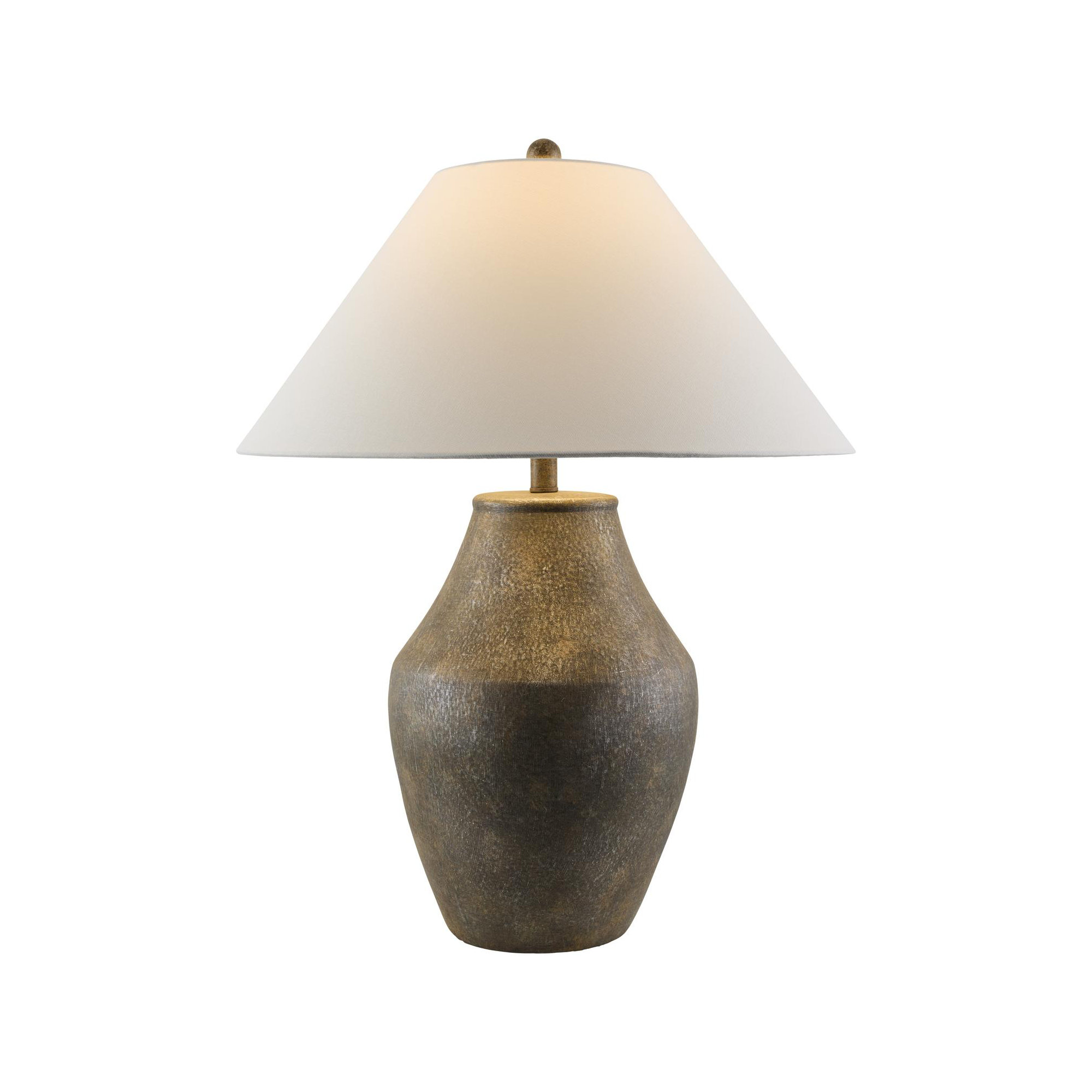 Batavia Ceramic Table Lamp, White, Brown