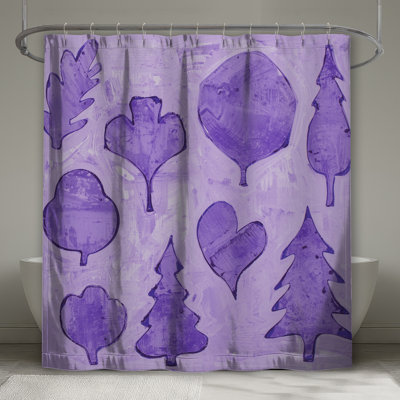 Rideaux de douche mauves en forme d'arbre extra long