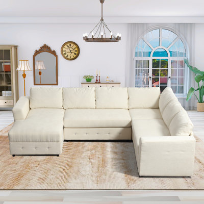 Praylow 110.75"W LAF U-shape Chenille Sectional, Storage Chaise by Latitude Run