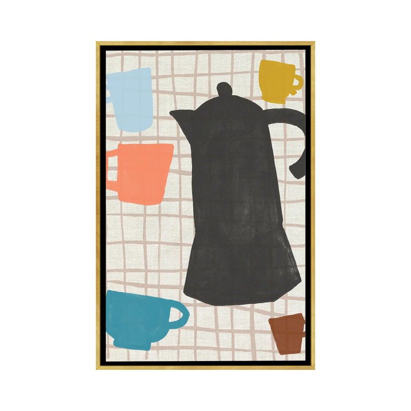 «Coffee Cut Outs II», reproduction d'art sur toile encadrée, H 40 po x l 26 po, Impression encadrée sans passe-partout, Doré