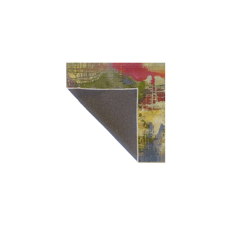Tapis décoratif multicolore à motif pastel lavable, Sous-tapis carré 3 pi 3 po inclus