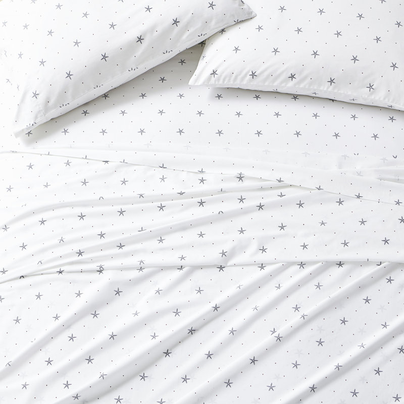 Ensemble de draps en percale de coton 200 fils Bradford, Ensemble de draps pour grand lit avec 2 taies d'or