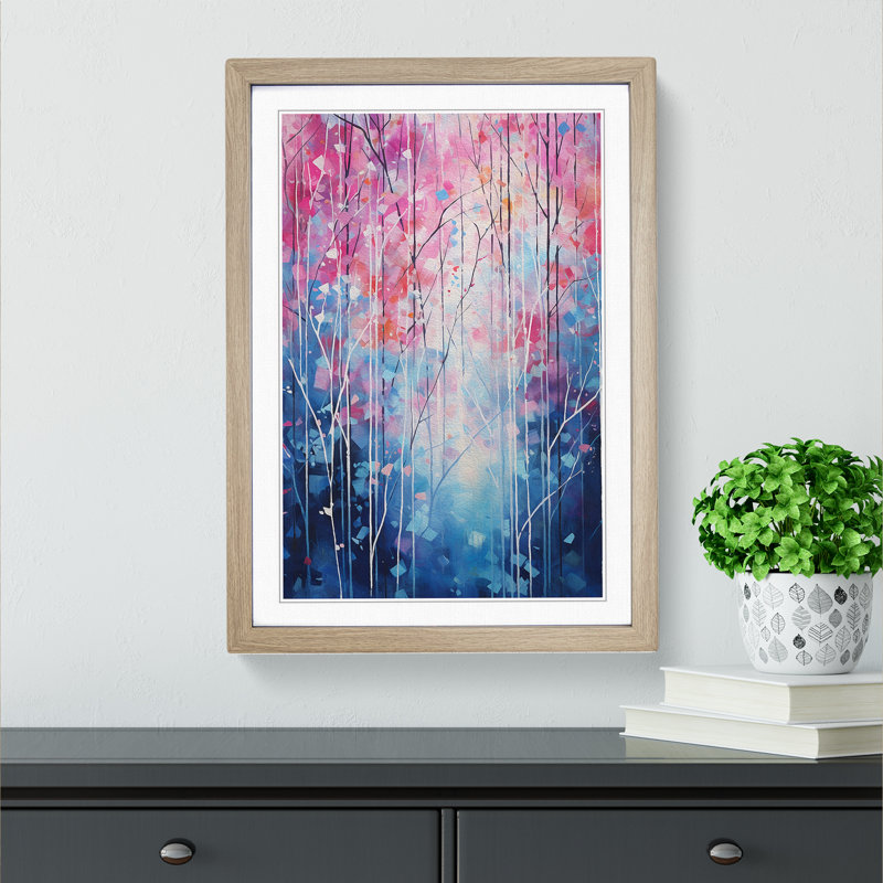 Winter Forest Abstract No.2 - Single Picture Frame Print on Wood, 34cm H x 25cm W x 2cm D, Oak