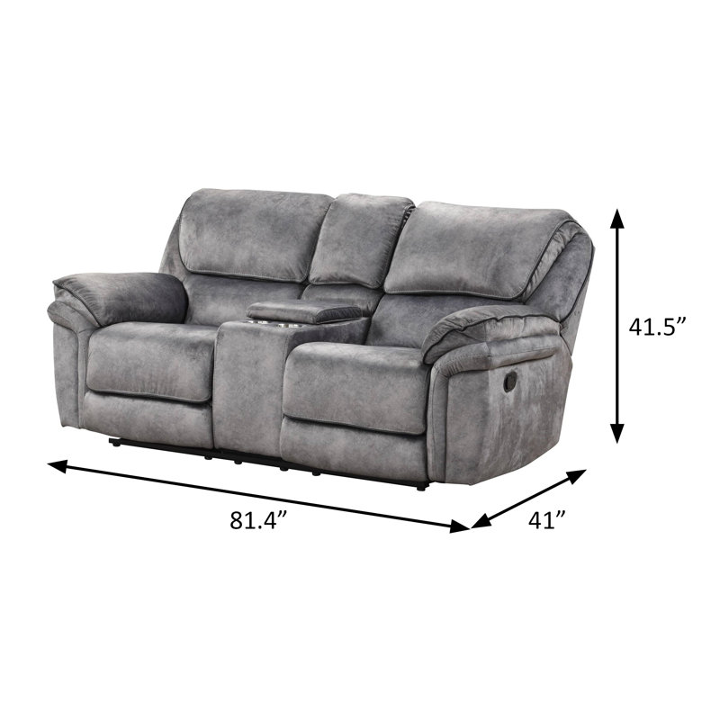 81.4" W Transitional Loveseat, Gray