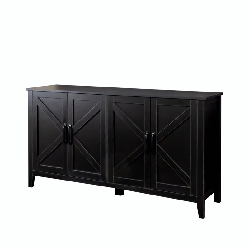 Armoire décorative 4 portes avec 4 portes et 4 tablettes ouvertes , Noir