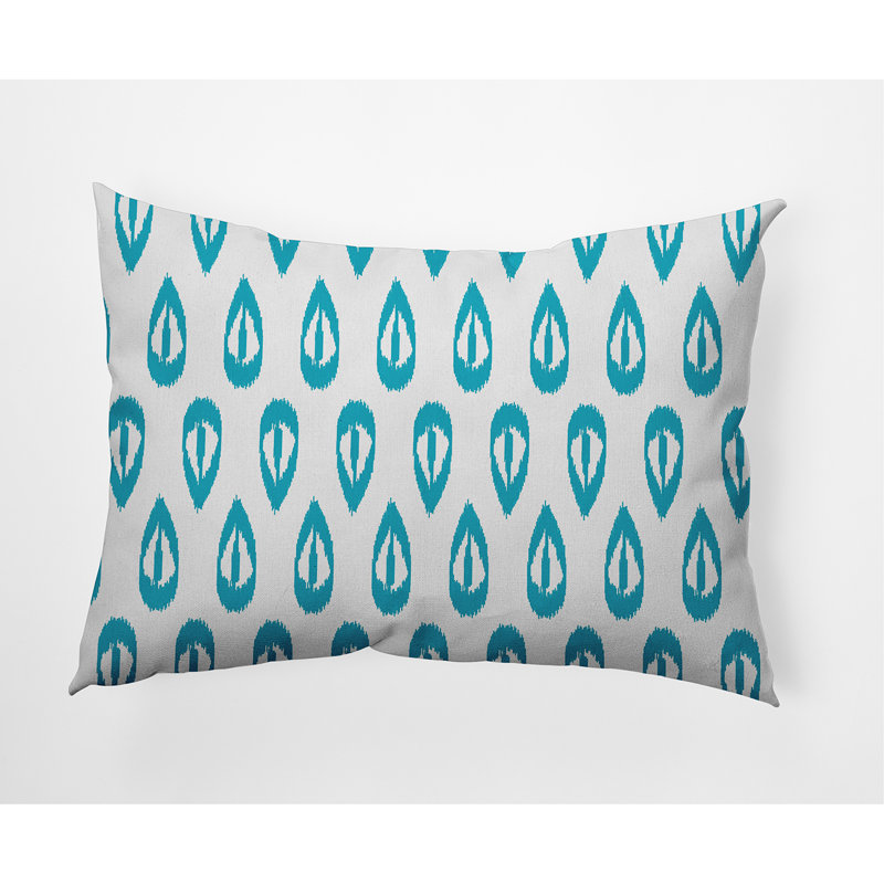 Geometric Outdoor Reversible Throw Pillow, Turquoise