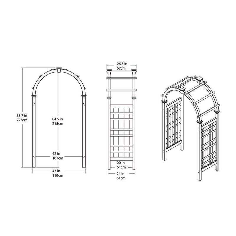 Rosewood Cedar Garden Arbor with Canopy, 88.75"H