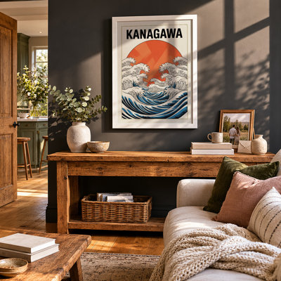 Kanagawa Wave And Sun Japandi - Print