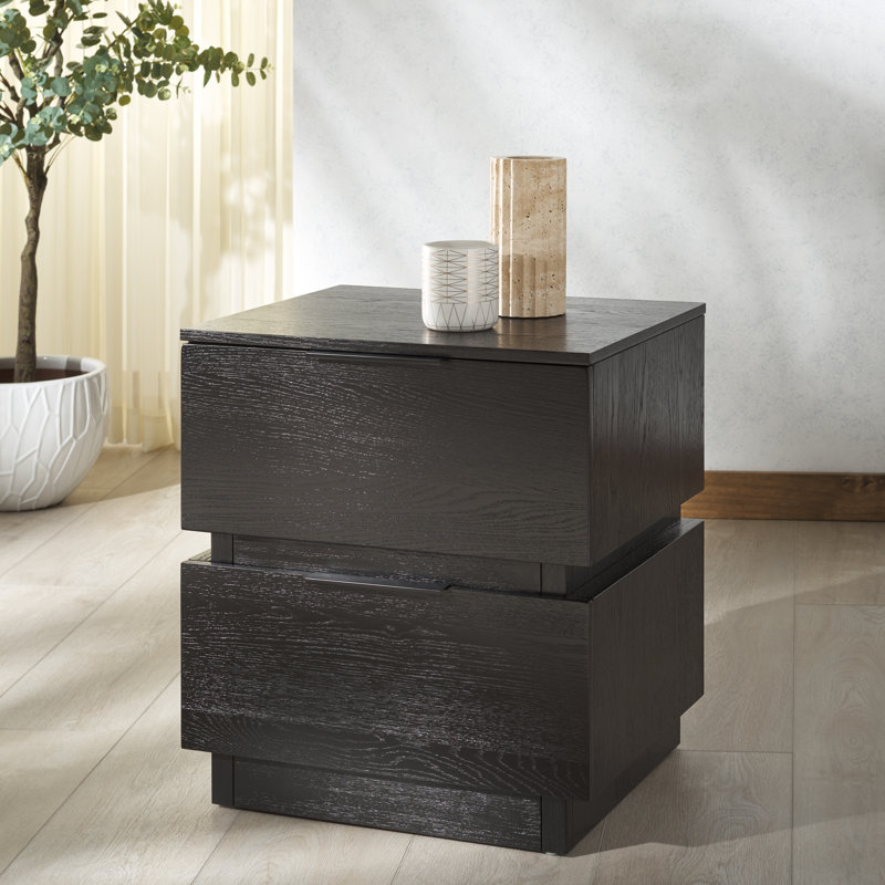 Titus 2 Drawer Nightstand, Black