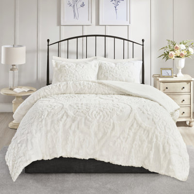 Édredon en coton et chenille - très grand / très grand, rembourrage 100%, très grand, 3 pièces, rembourré, facile d'entretien, look
