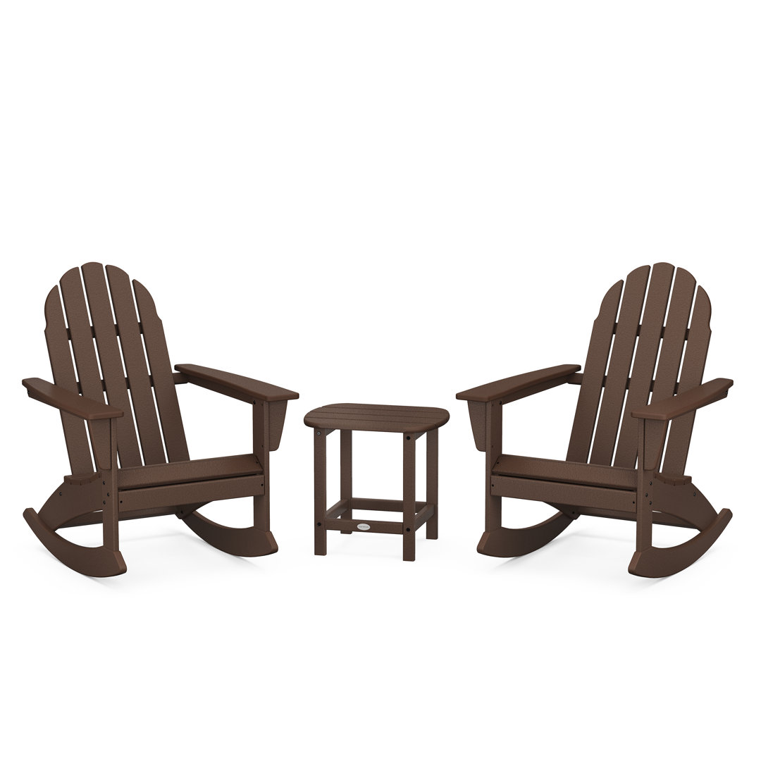 Vineyard 3-Piece Adirondack Rocking Chair Set with South Beach 18" Side Table POLYWOOD® Frame